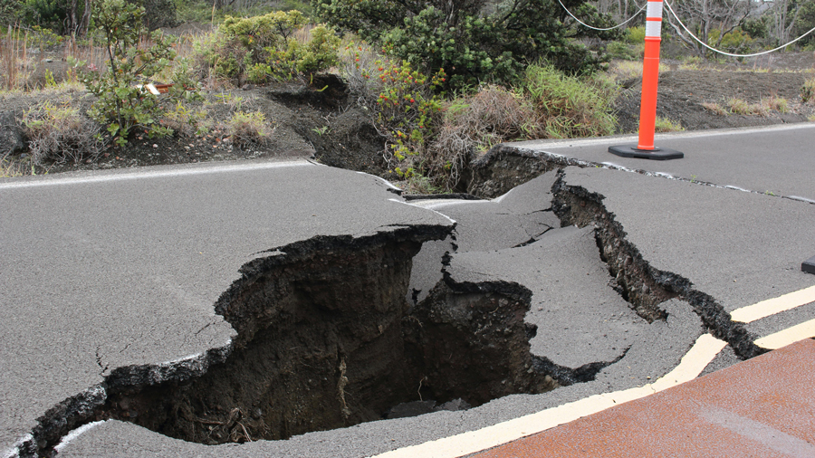 Picture of a highway street crumbling due to an earthquake