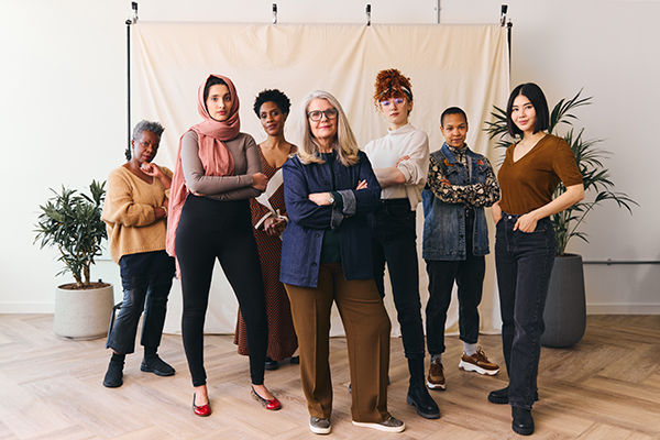 Portrait of multi-ethnic women to recognize National Womens' Day