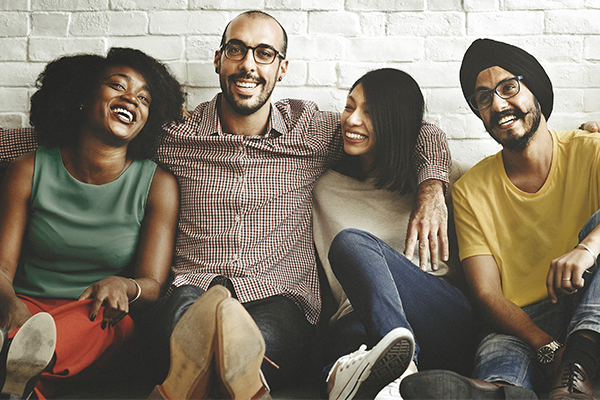 group of multi-ethnic college students
