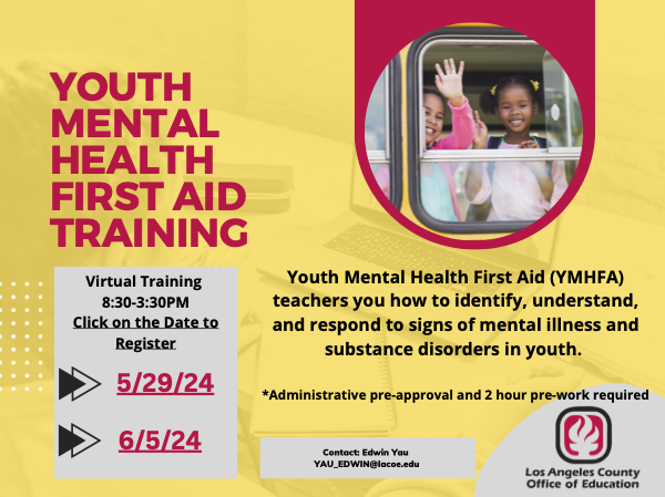 LACOE Mental Health and First Aid Training flyer