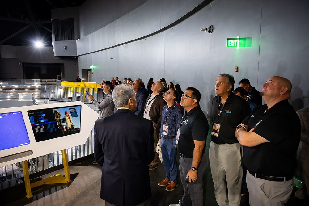 Superintendents check out the Space Shuttle Endeavor