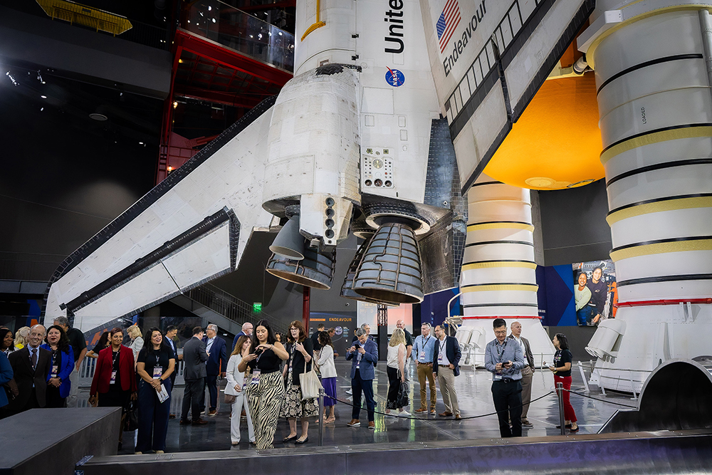Superintendents visiting the Space Shuttle Endeavor at the California Science Center