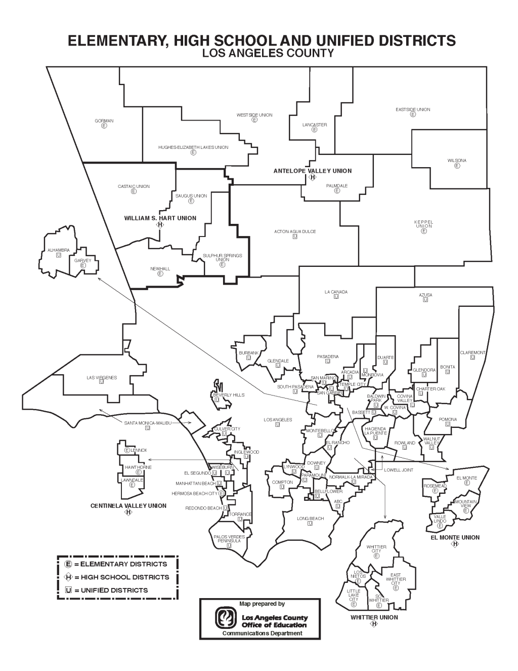 map of LA County school districts