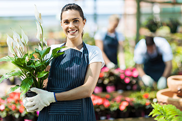 woman holding plant