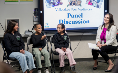 Students of Valleydale Elementary School's Peer Mediator Program participate in panel discussion