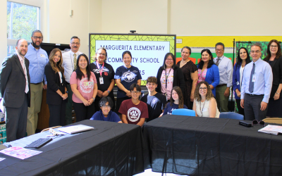 Group photo of LACOE Community Schools Initiative leaders, CDE leader and Marguerita Elementary School Community School members