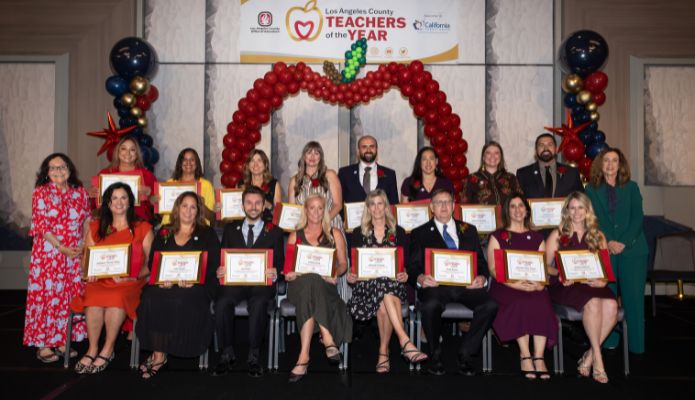 2026-27 LA County Teachers of the Year holds award certificates