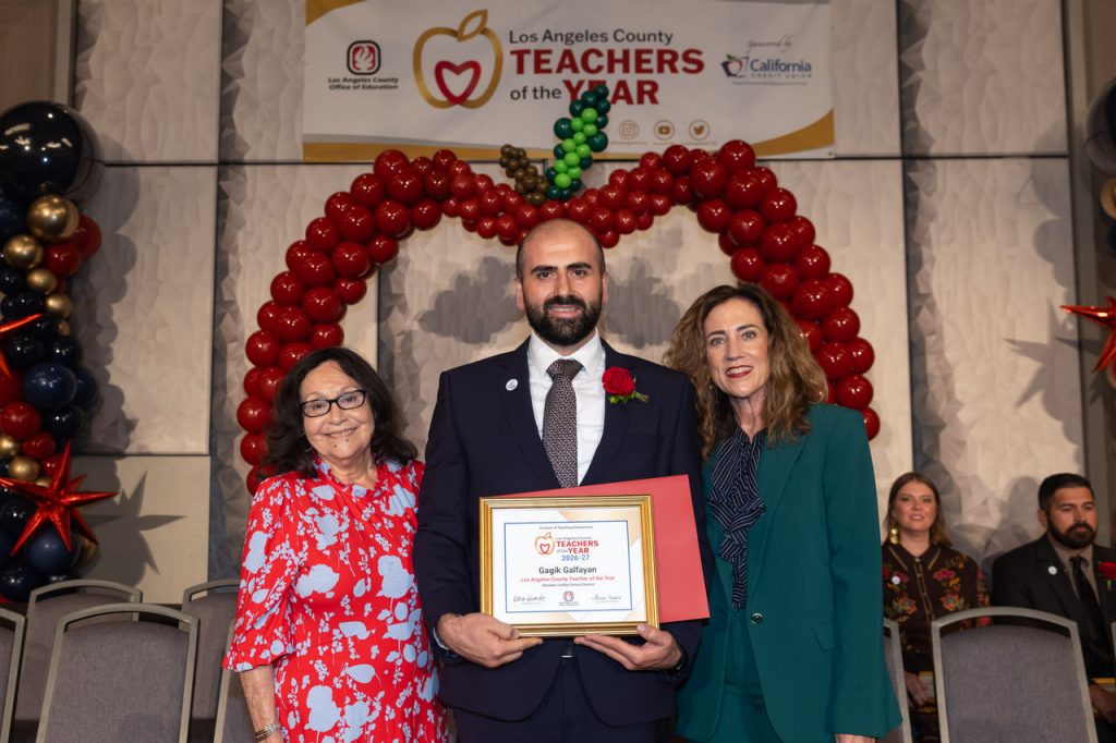 Group photo of Dr. Teresa Montano, Gagik Galfayen and Dr. Debra Duardo