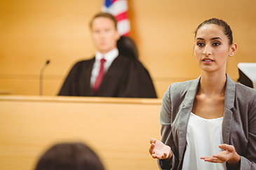 lawyer in courtroom