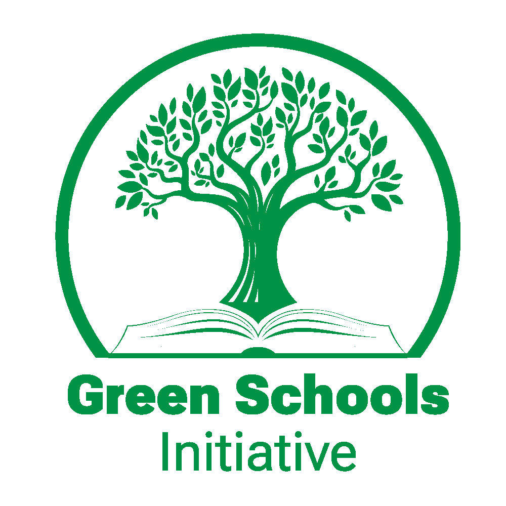A tree with a book icon with title Green Schools Initiative