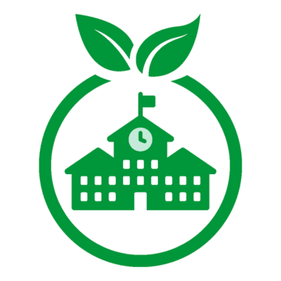 icon of school building with a circle around it