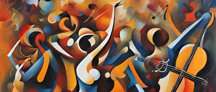 abstract art showing music and dancing