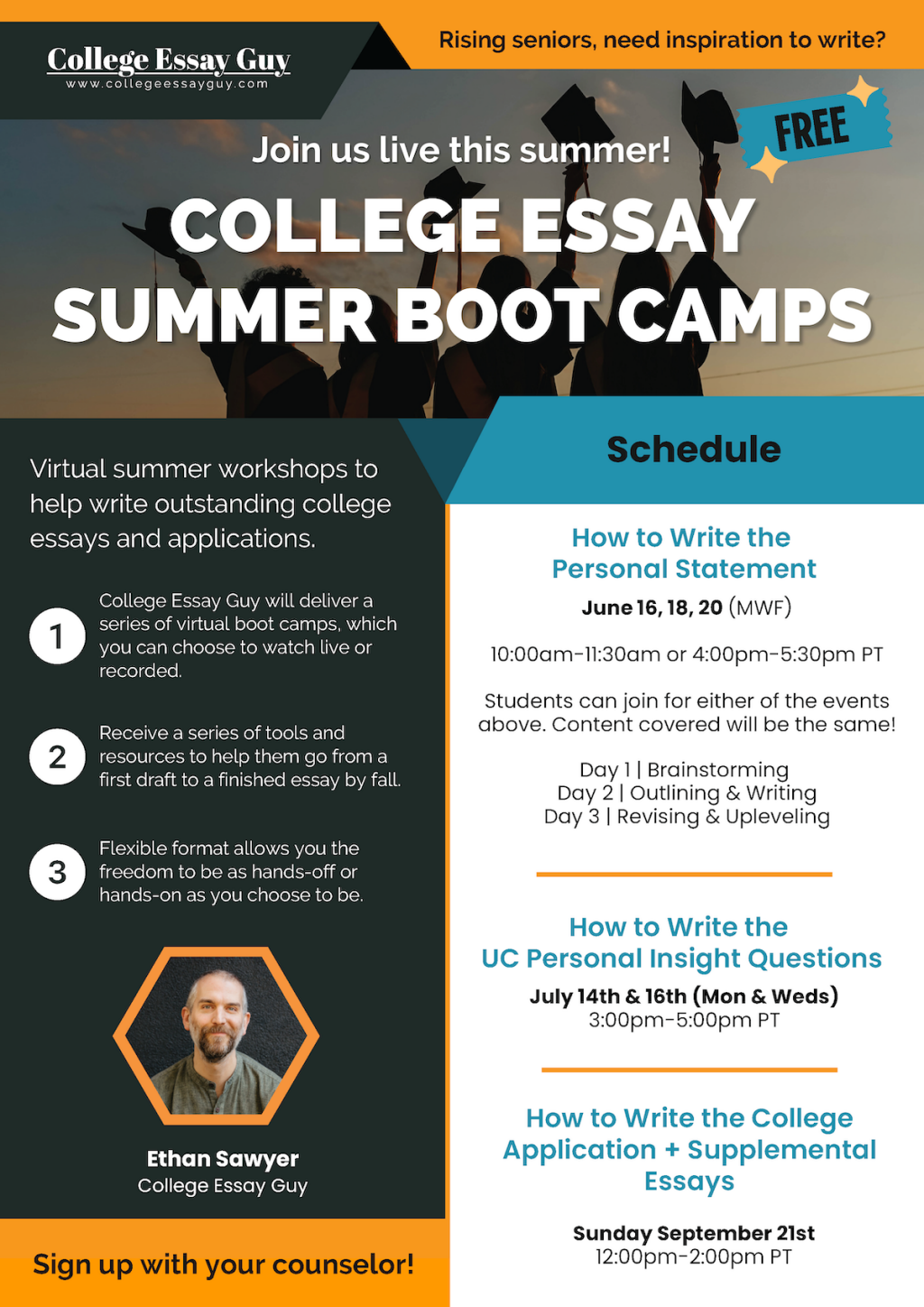 Flyer for College Essay Boot Camp