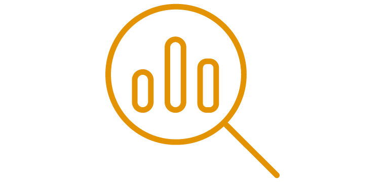 magnifying glass with graph inside icon
