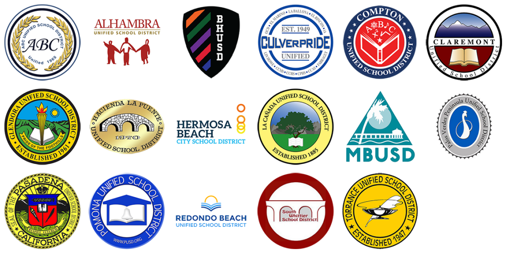 Collection of school district logos belonging to the Tier 2 Consortium