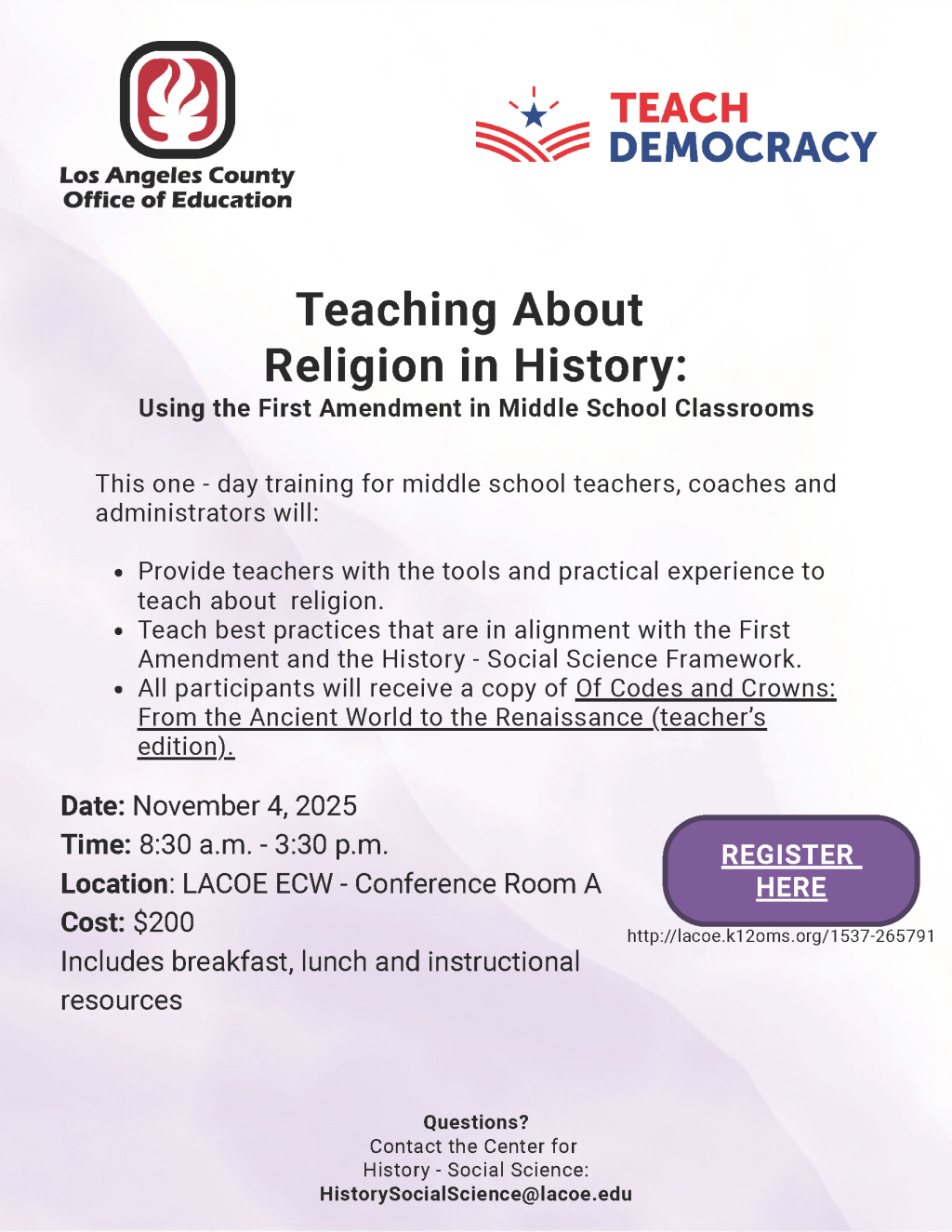 Teaching About Religion in History flyer