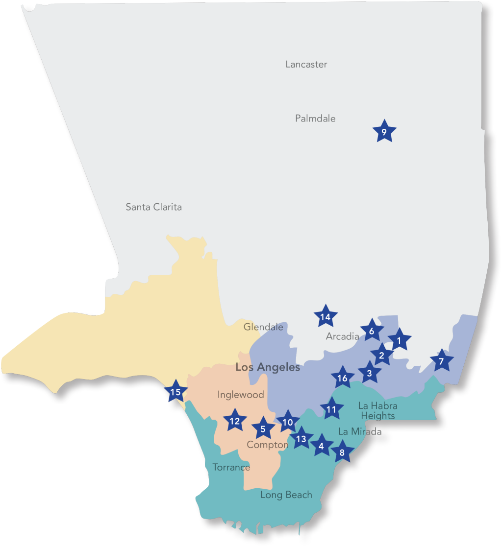 map of LA County community school initiative sites