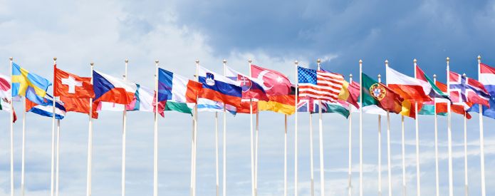 Photo of many different country flags together