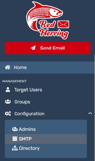 RedHerring SMTP Configuration Page