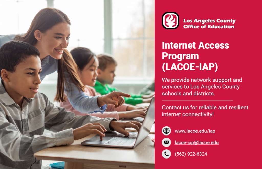 Cover of IAP flyer with teacher and students at their computers