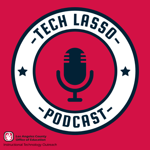 Tech Lasso Podcast logo, microphone with red background