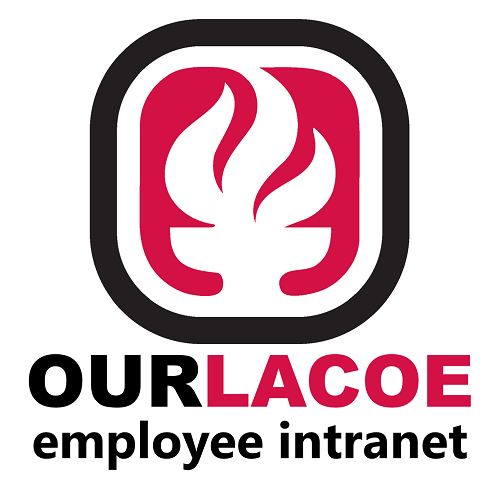 red flame logo above the words OurLACOE employee intranet