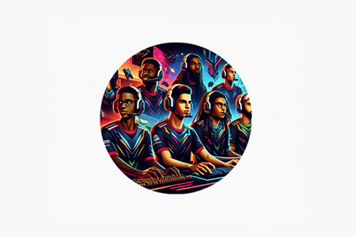 illustration of teens playing video games