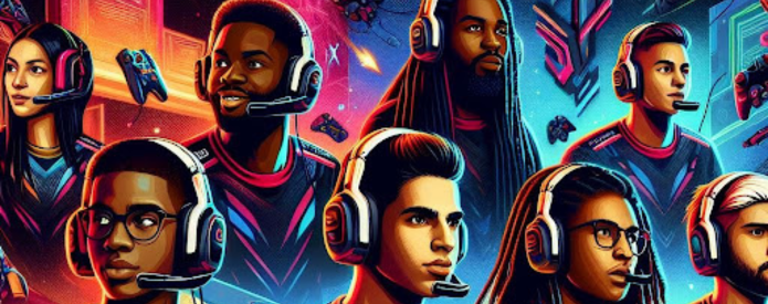Illustration of teens playing esports